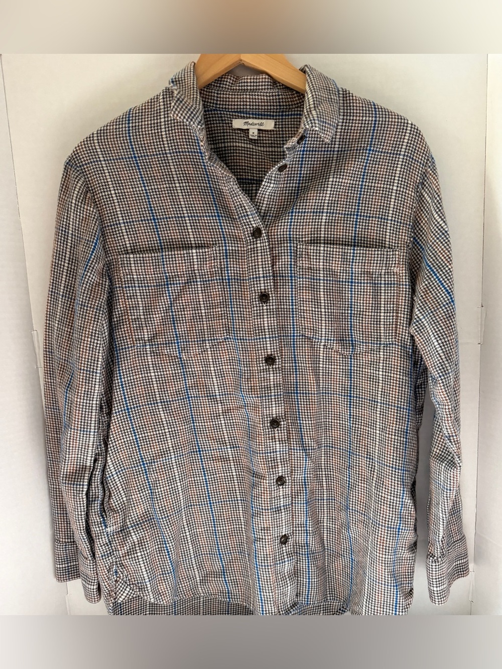 Madewell Plaid Flannel Houndstooth Button-Down Shirt - M
